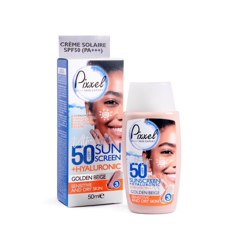 کرم ضد آفتاب بژ طلایی پوست خشک و حساس پیکسل با SPF50